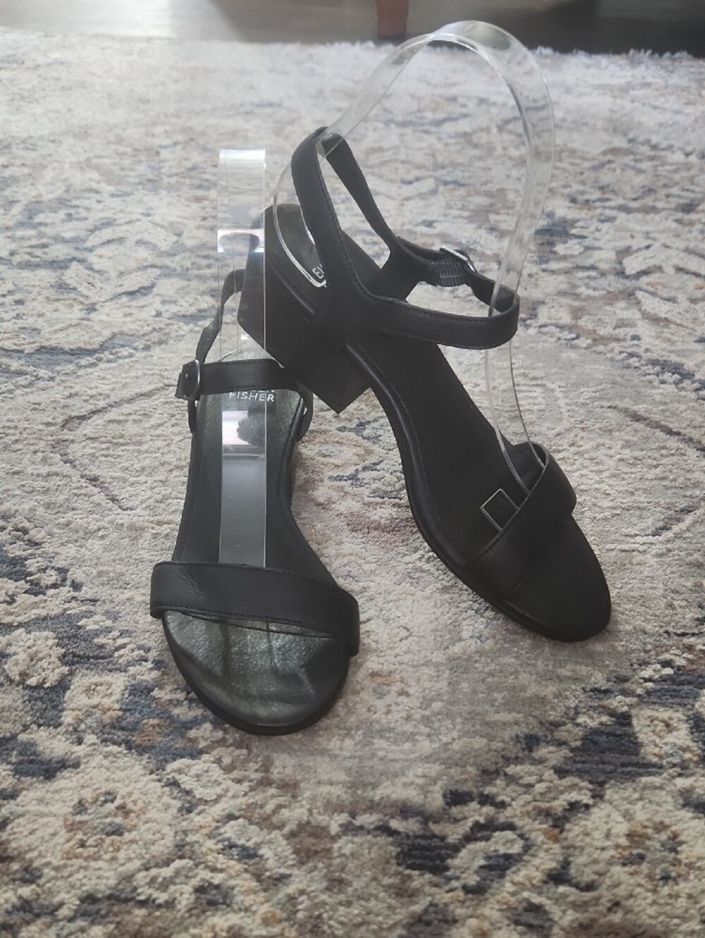 Eileen fisher Black Low Block Heel Slingback Sandals